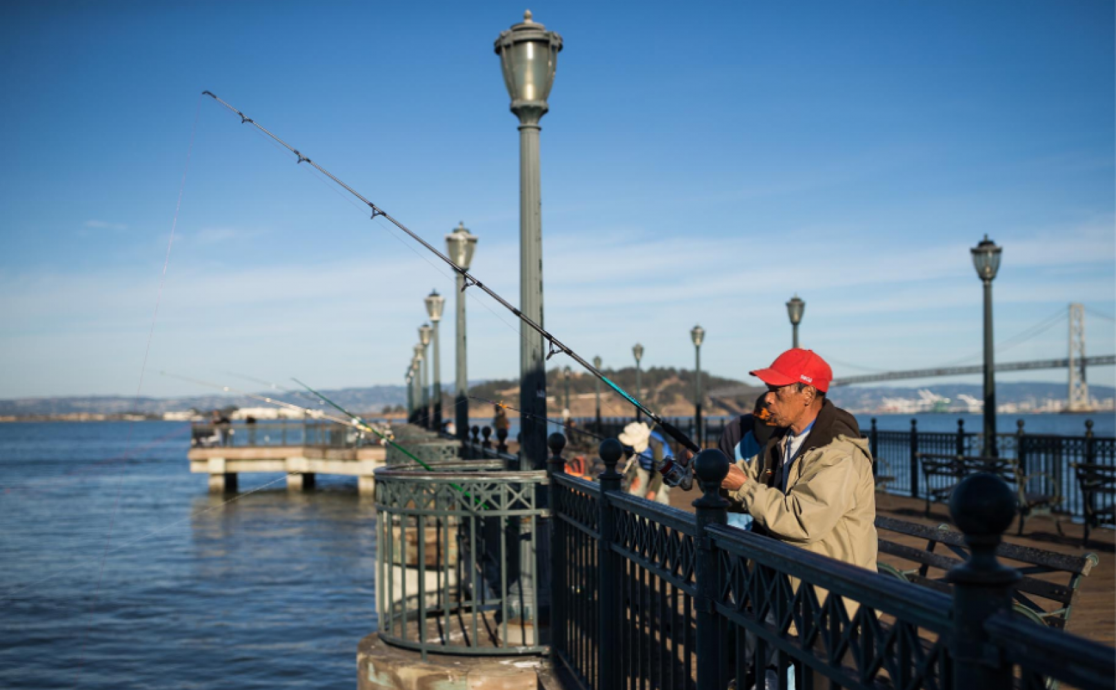 Man fishing at Pier 7