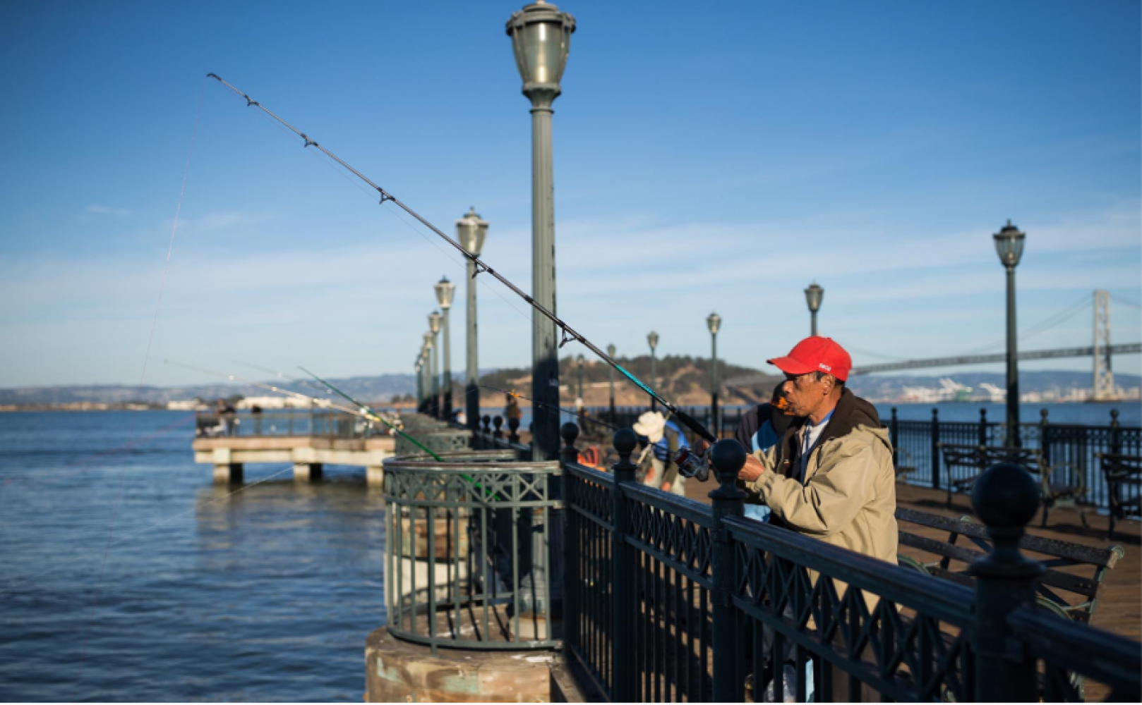 Man fishing at Pier 7