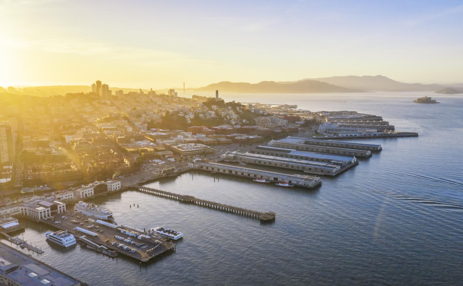 Sun setting over San Francisco