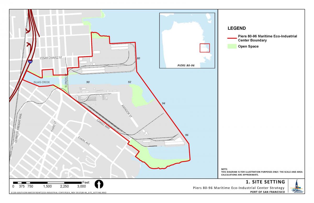 Map of the Piers 80-94 area