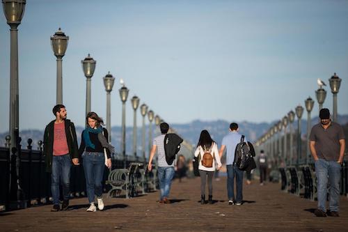 People walking on Pier 7