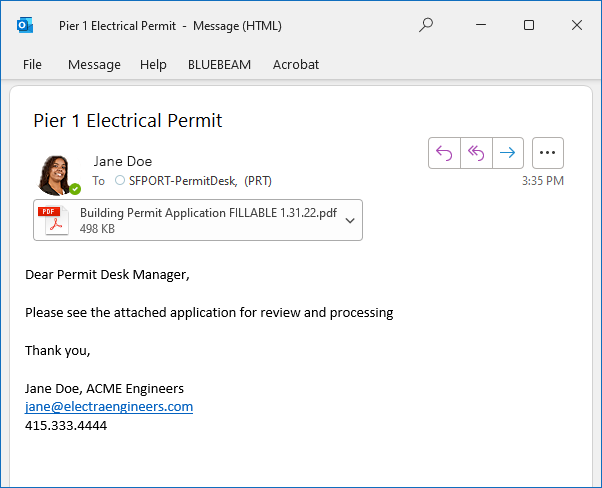 Submit application via email to Port Permit Desk