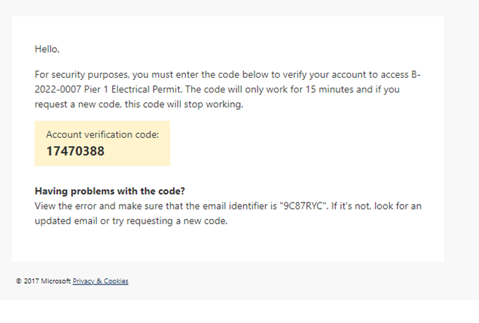 Verification Code Recieved