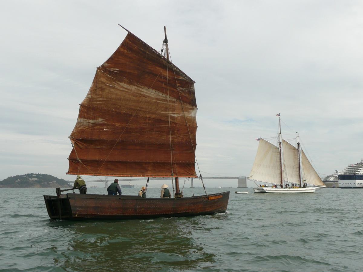 Shrimp junk “Grace Quan” sails on the San Francisco Bay.&nbsp;