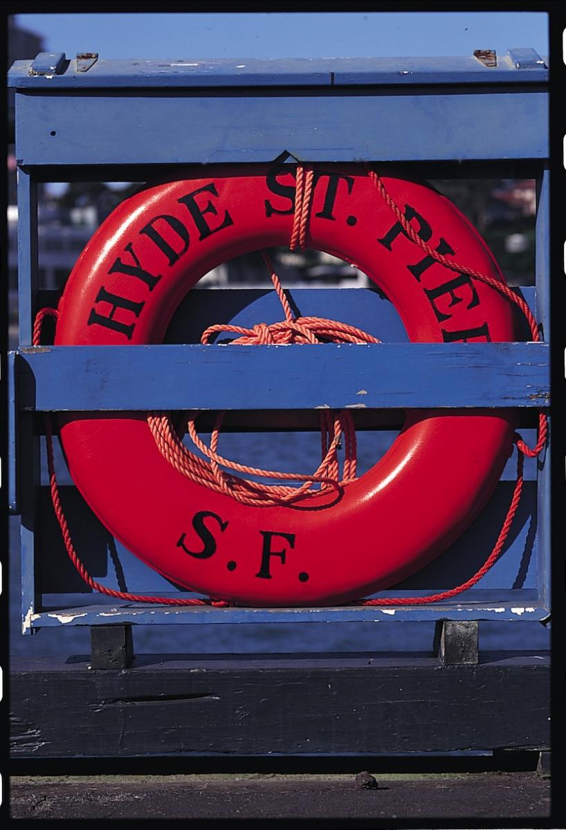 Life&nbsp;saver&nbsp;reading&nbsp;Hyde&nbsp;Street&nbsp;Pier.