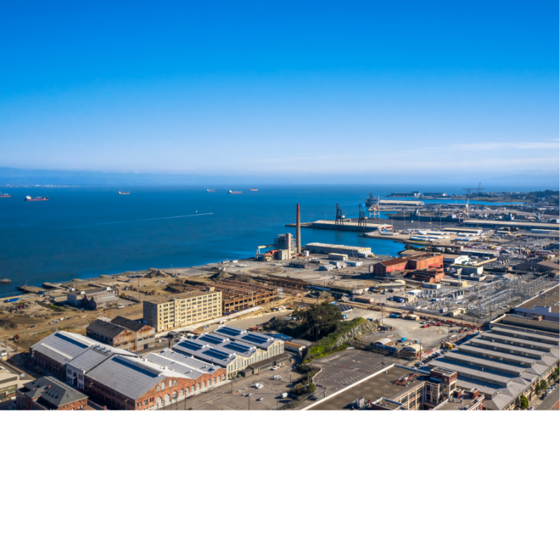 Aerial view from Pier 70 to India Basin