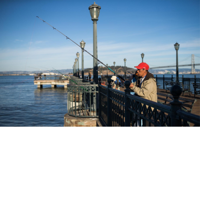Man fishing at Pier 7